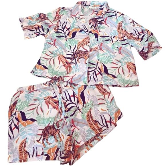 CYNTHIA ROWLEY TIGER JUNGLE PRINT 2piece PJ - Picture 1 of 2